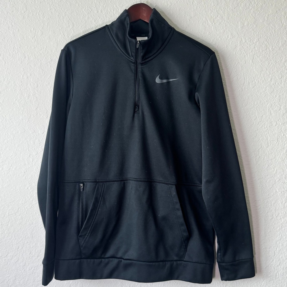 Nike Mens Therma-FIT Black Quarter Zip Pullover Hoodie Sweatshirt CU6217-010 M - Picture 2 of 8